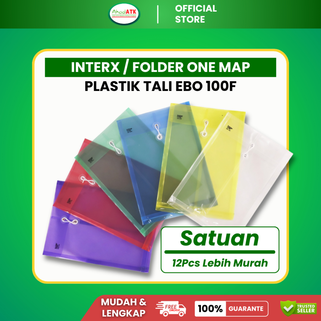 INTERX FOLDER ONE MAP PLASTIK TALI EBO 100F – MAP DOKUMEN WARNA TRANSPARAN KUAT