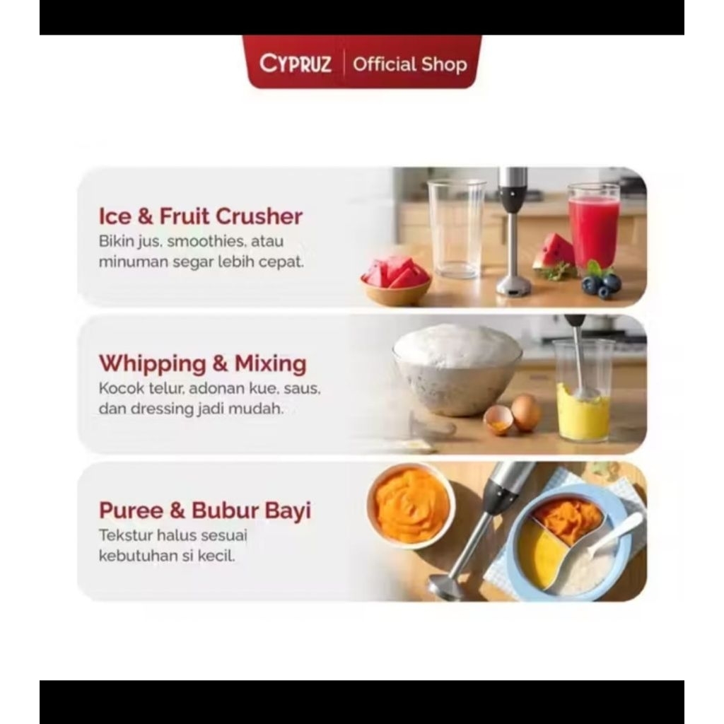CYPRUZ HAND BLENDER 2IN1 BR-0234 TAJAM KUAT, ANTI KARAT