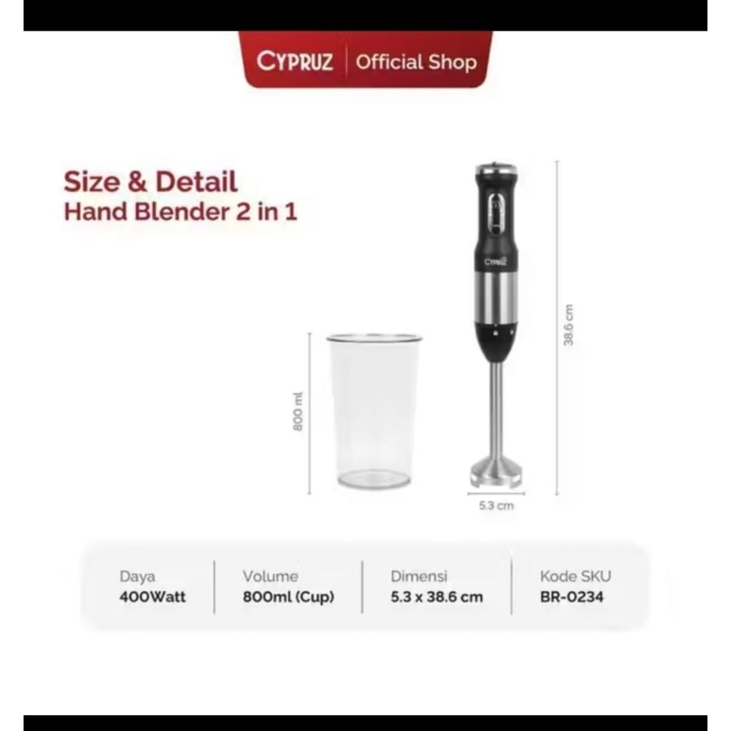 CYPRUZ HAND BLENDER 2IN1 BR-0234 TAJAM KUAT, ANTI KARAT