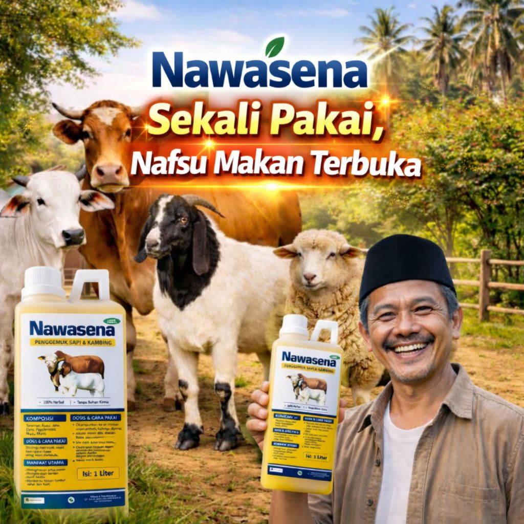 Nawasena 1L Penggemuk Sapi PO & Sapi Lokal – Vitamin B Complex Herbal, Dipercaya peternak di Jawa Ti