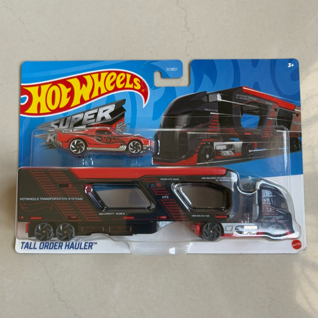 Hot Wheels Super Rigs Tall Order Hauler Blvd Bruiser Truck Trailer Hauler Race Car Hotwheels