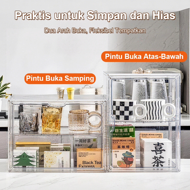 Perabotan Rafa Kotak Penyimpanan Gelas Air Kotak Penyimpanan Gelas Akrilik Organizer Mug Transparan