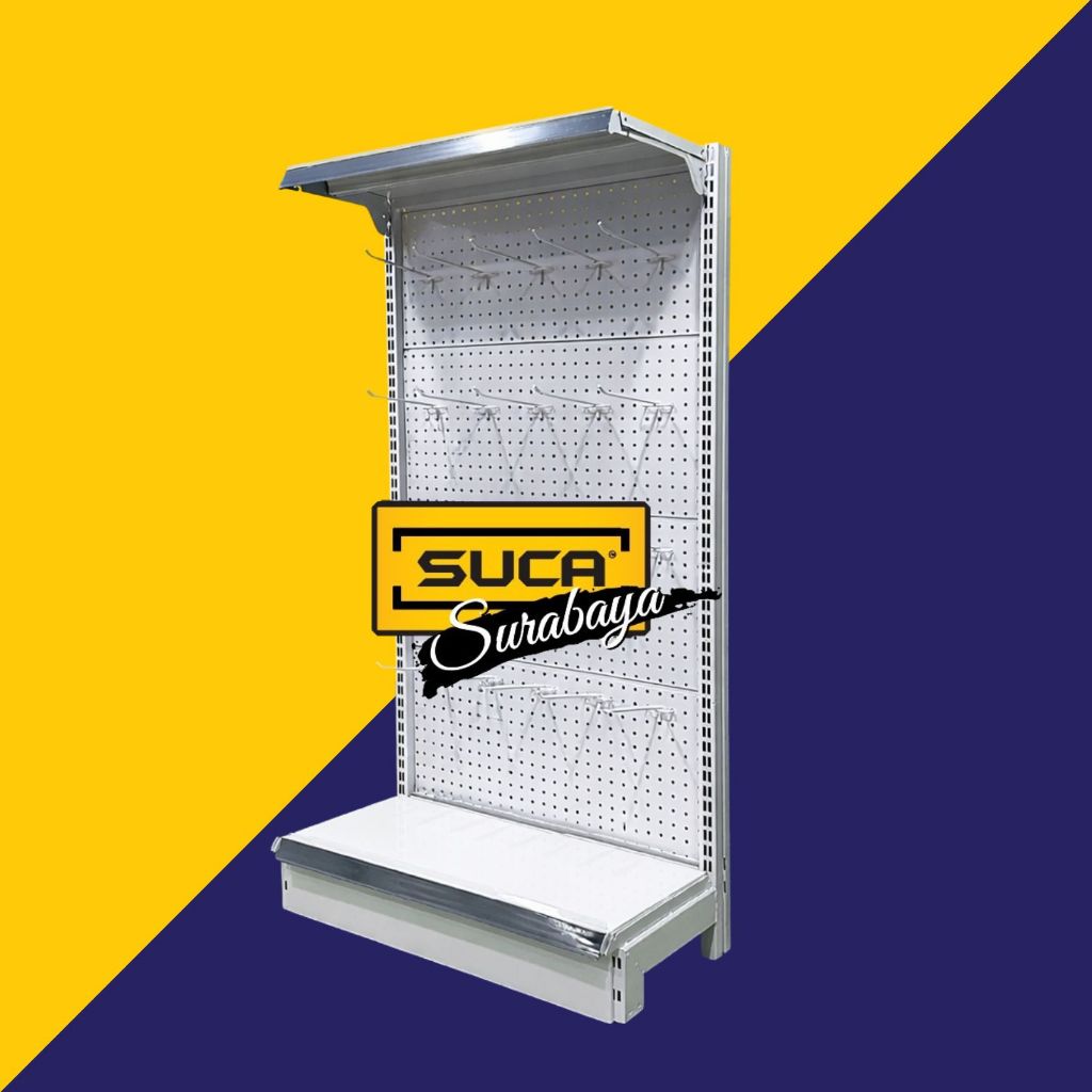 Rak Gondola Wall Backplate dengan Gantungan Hooks