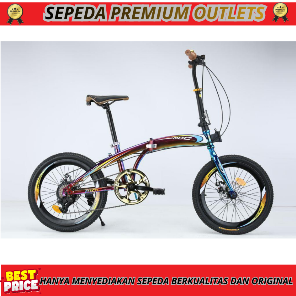 Sepeda Lipat 20 inch MCC BIKE Rainbow 7 Speed Rem Cakram Velg Tinggi