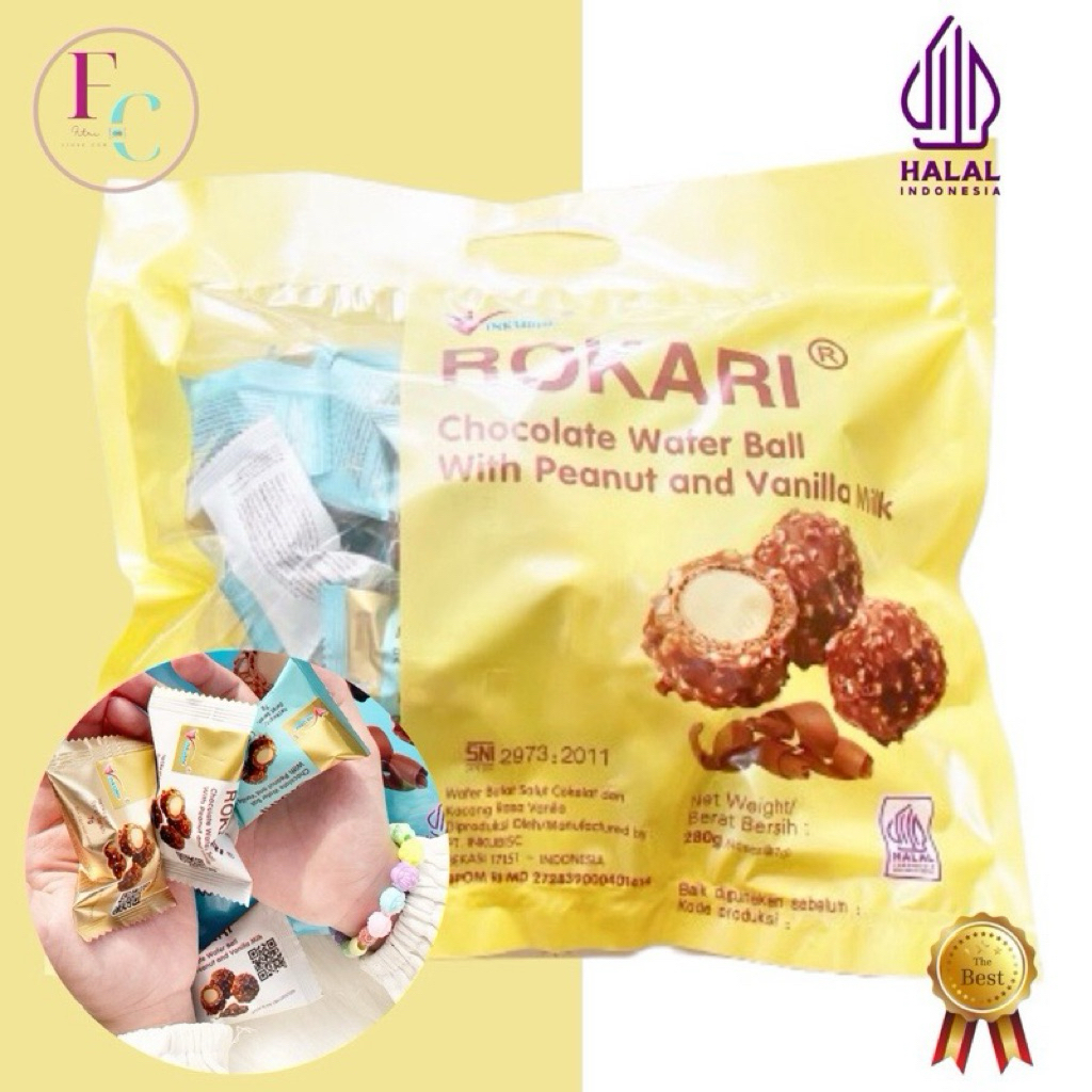 PREMIUM ROKARI Wafer Ball Vanila Coklat Kacang Bag isi 40pcs Halal & Bpom
