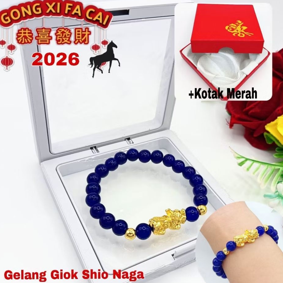 Gelang Giok Sio Naga Sederhana Dan Elegan + Kotak merah wanita