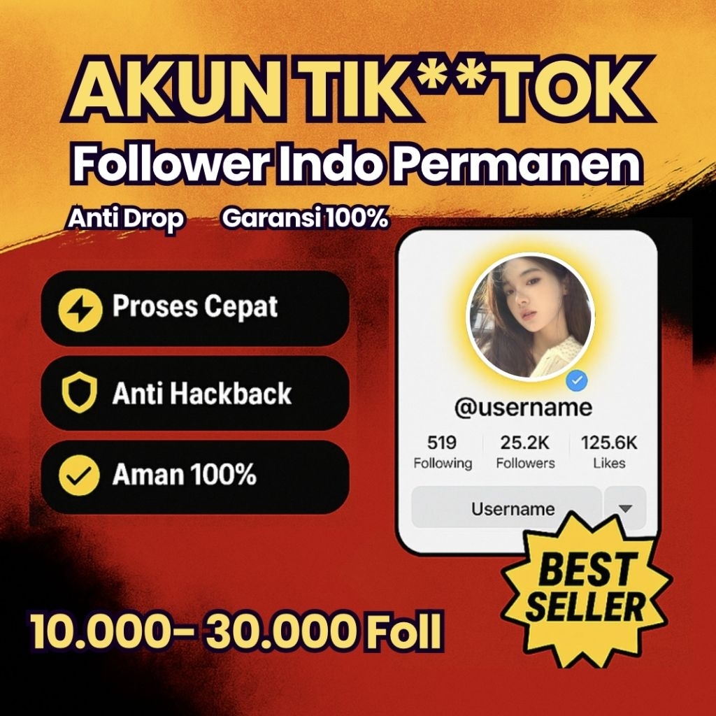 Akun Tok Tik Real Indo 10.000–30.000 Followers bisa live