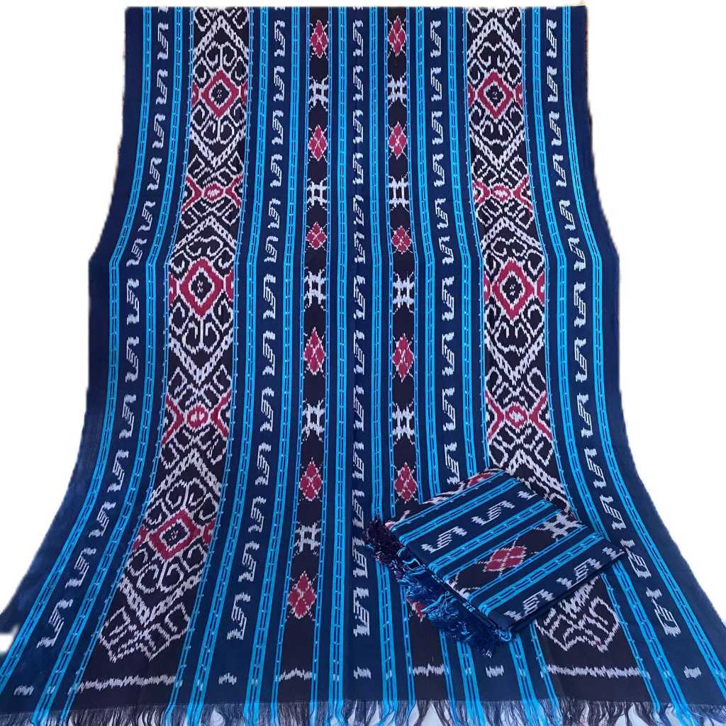 Kain Tenun Ikat Troso Warna Biru Turkish Cerah Terbaru Full Tenun Troso Jepara