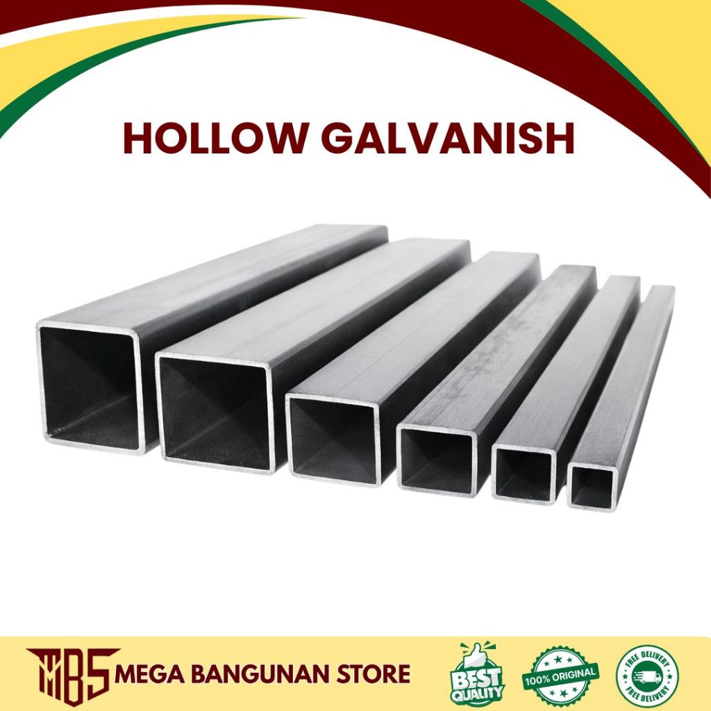 HOLLOW GALVANIS - 4x4 1.6mm |Per Batang