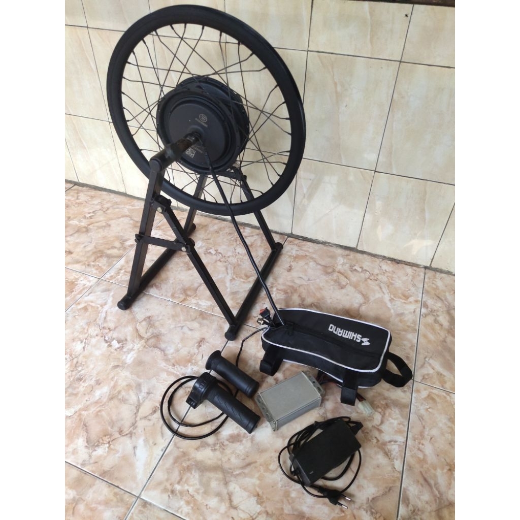 Komplit Set Ebike Kit Sepeda Listrik 36V 350Watt Ring 20" Front Hub BLDC 36V 350Watt Baterai Lithium