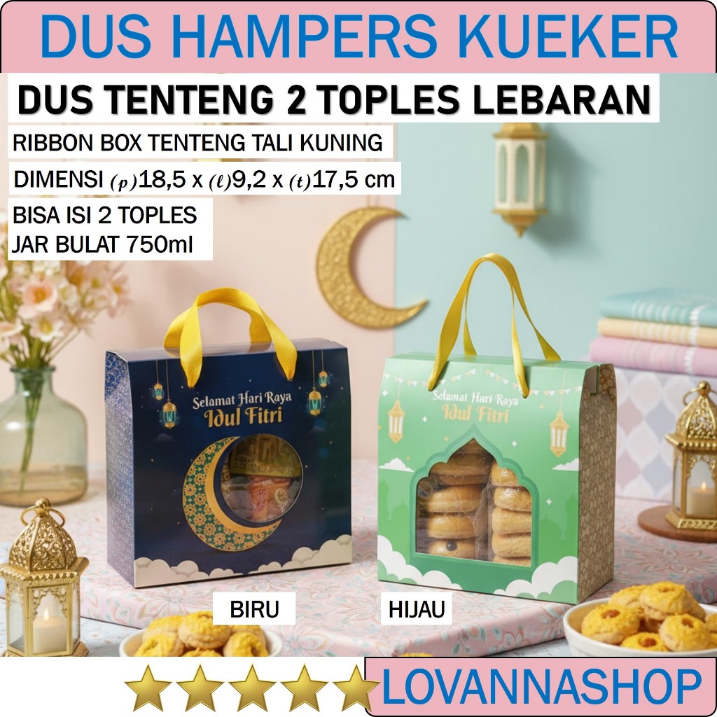 DUS RIBBON BOX IDUL FITRI ISI 2 TOPLES BULAT 750gr HAMPERS LEBARAN KUE KERING DUS TENTENG KEMASAN JI