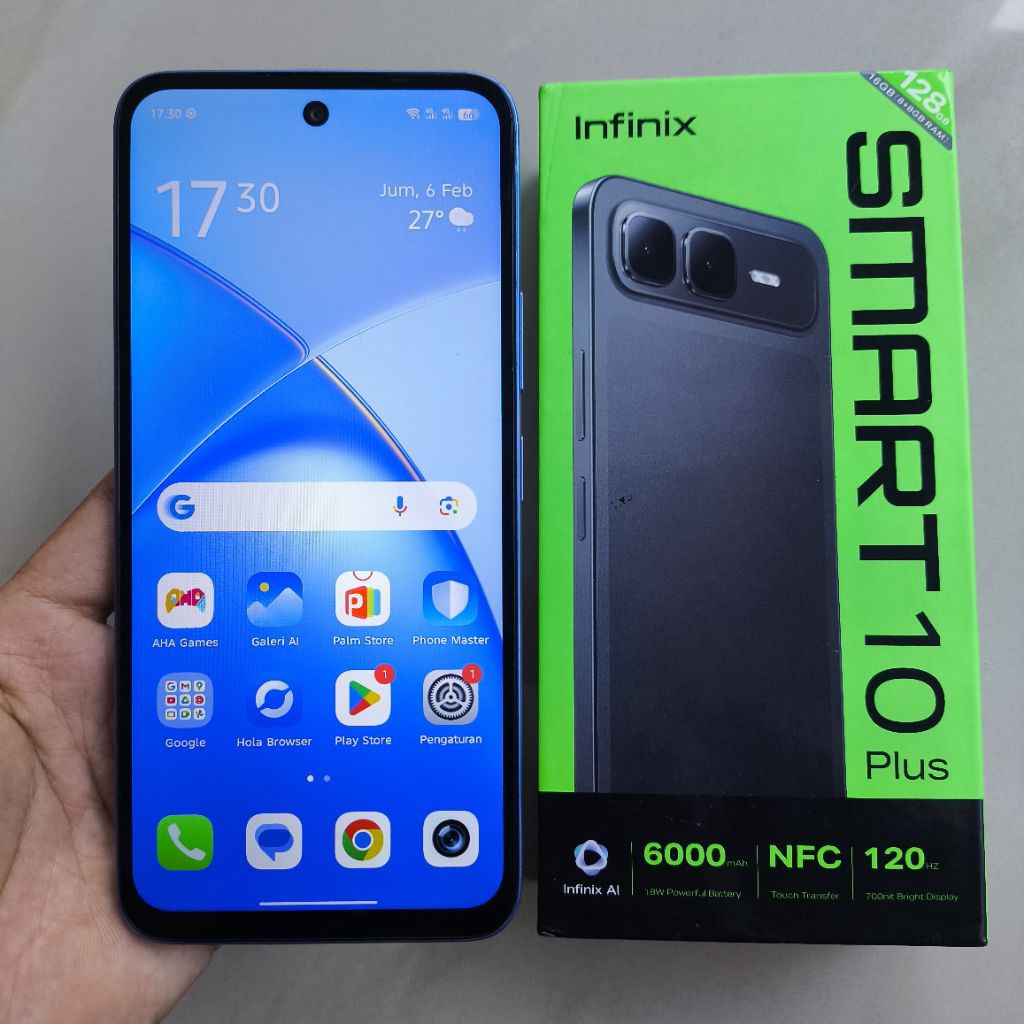 Handphone Infinix Smart 10 plus Ram 8Gb internal 128Gb second Fulset