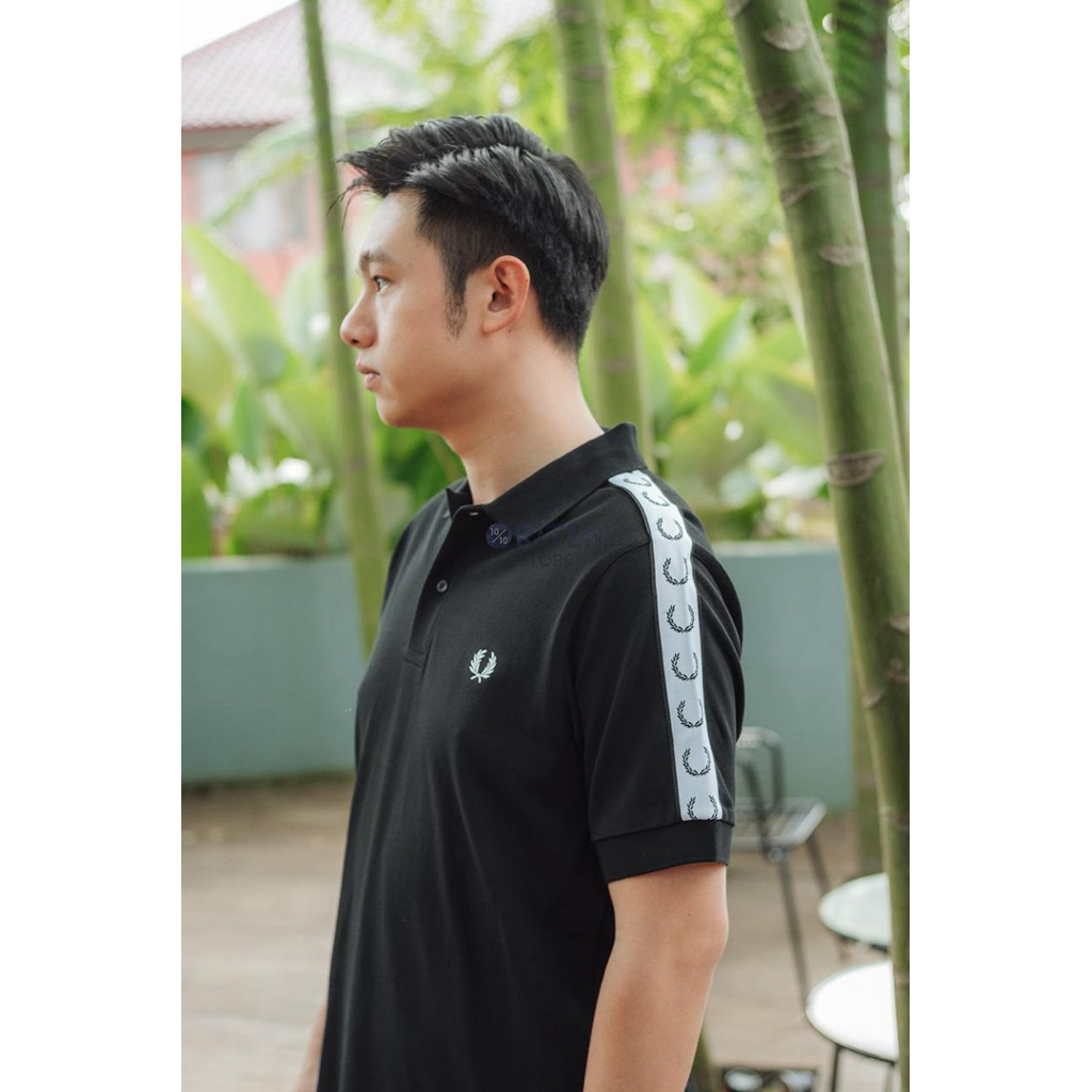 Fred Perry Contrast Taped Ringer Polo Black Original / Baju Polo Fredperry Authentic