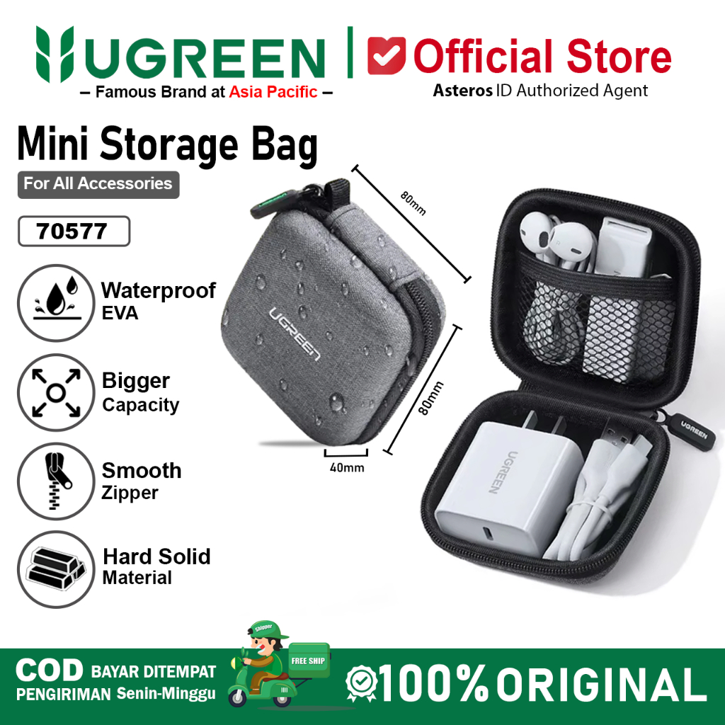 UGREEN Mini Pouch Waterproof For Charger, Kabel Data, Headset, handsfree, TWS