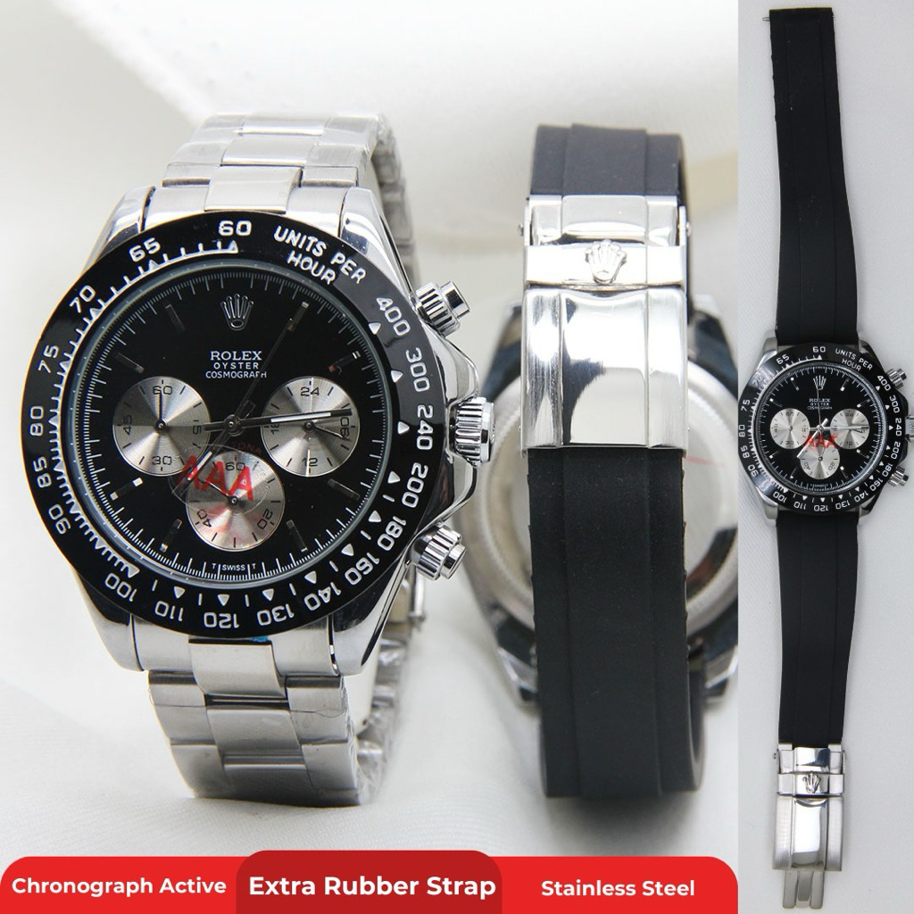 [ SPESIAL EDITION ] JAM TANGAN PRIA ROLEX DAYTONA CHRONO ON EXTRA TALI RUBBER