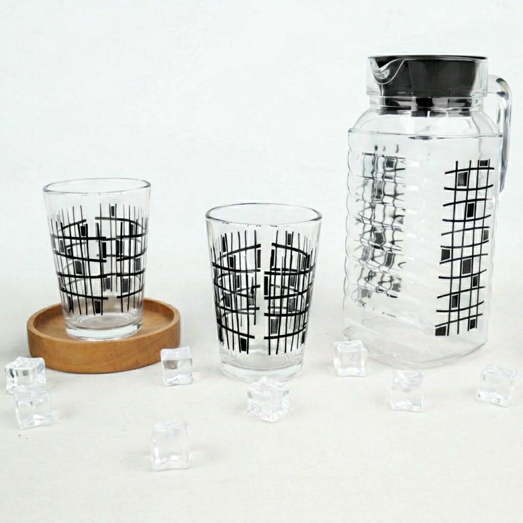 Teko Set/ Teko Paris 2 gelas 1 Teko / Teko gelas Kaca 3 in 1