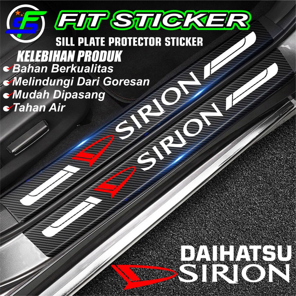 Stiker Cutting Sill Plate Carbon 3D Pijakan Pintu Mobil Sirion Pelindung Bumper Bagasi Daihatsu Siri