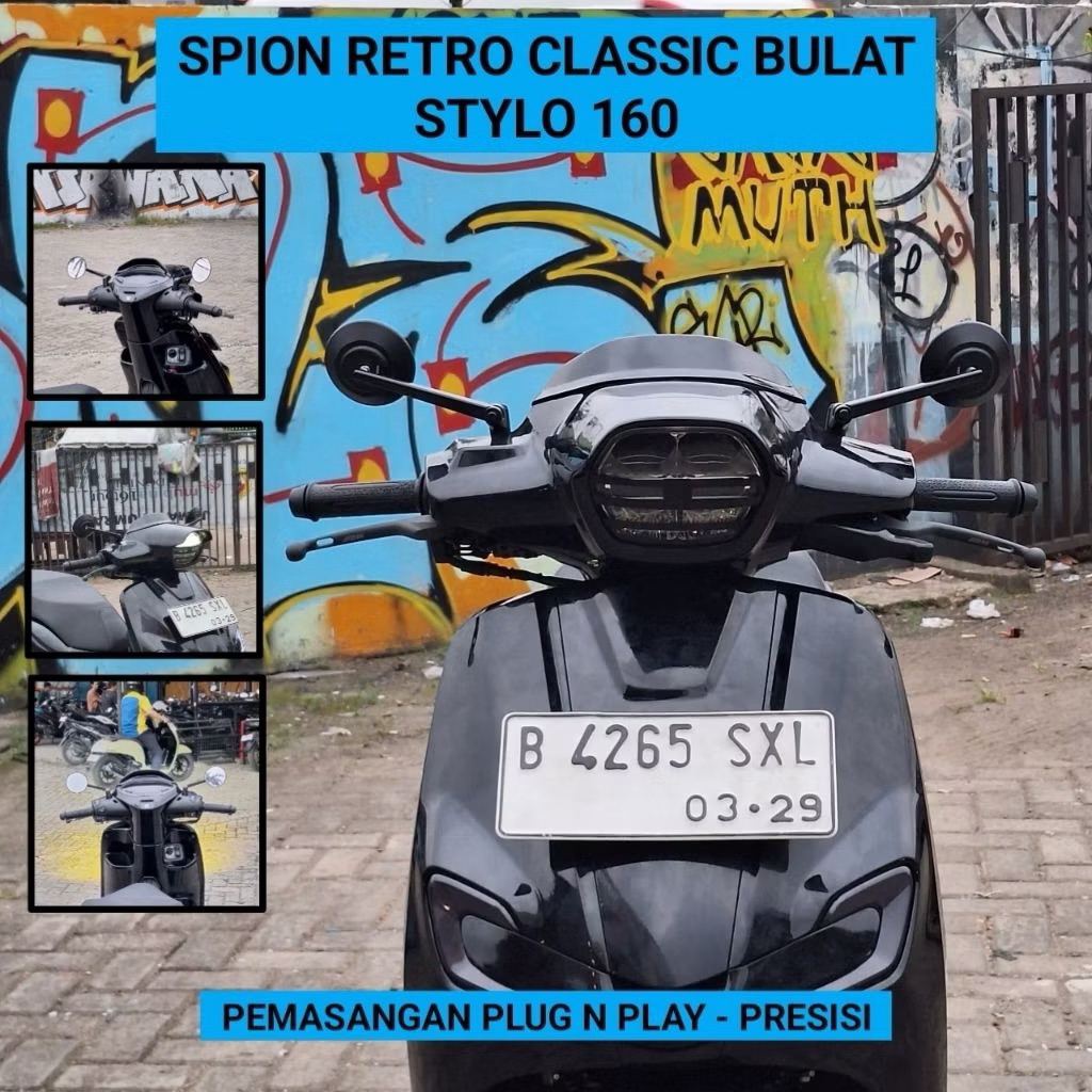 Kaca Spion Honda Stylo 160 Model Retro Classic Bulat / Spion Stylo 160 / Spion Bulat Stylo 160