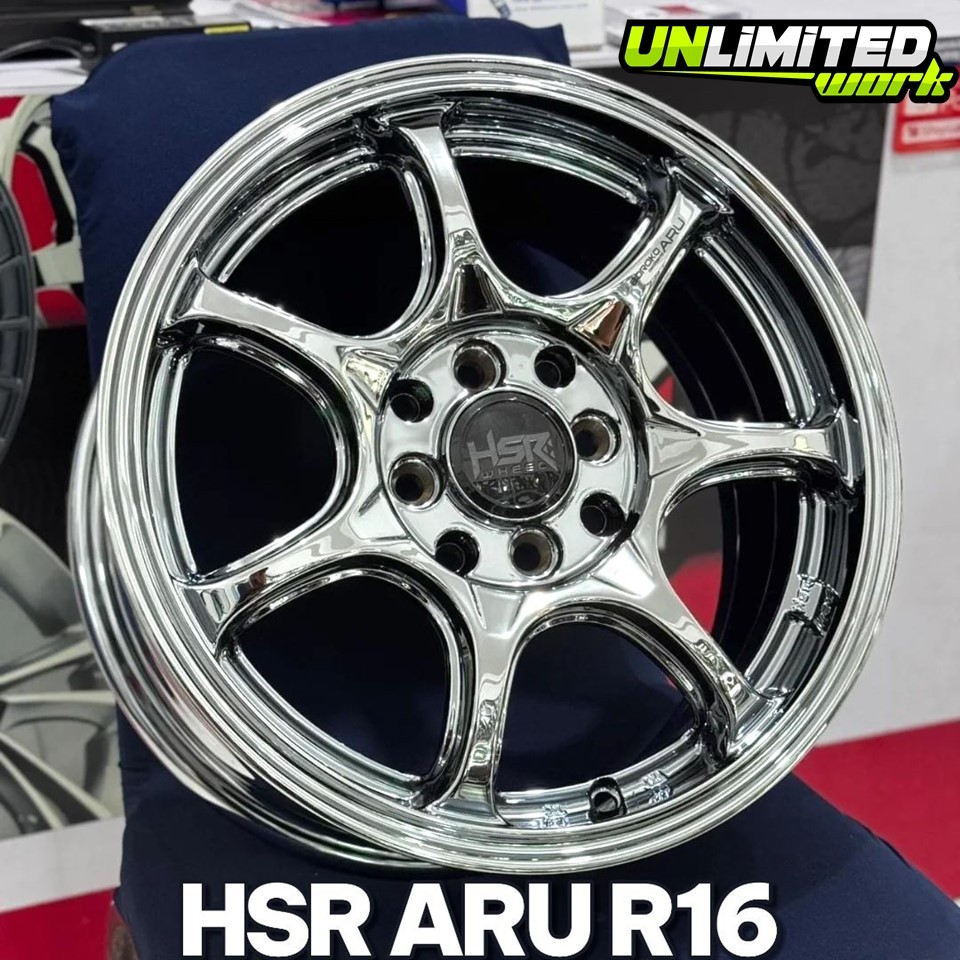 Velg HSR ARU R16 Black Chrome Rata Body Untuk Brio Jazz Livina Avanza Vios Sirion Yaris Velg Ring 16
