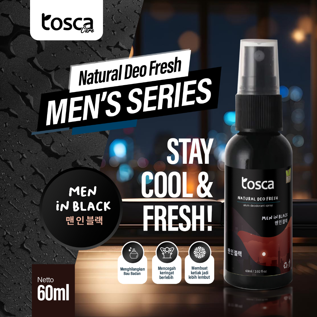 TOSCA NATURAL DEO FRESH MEN SERIES - Men-In Black 60ml - 100ml