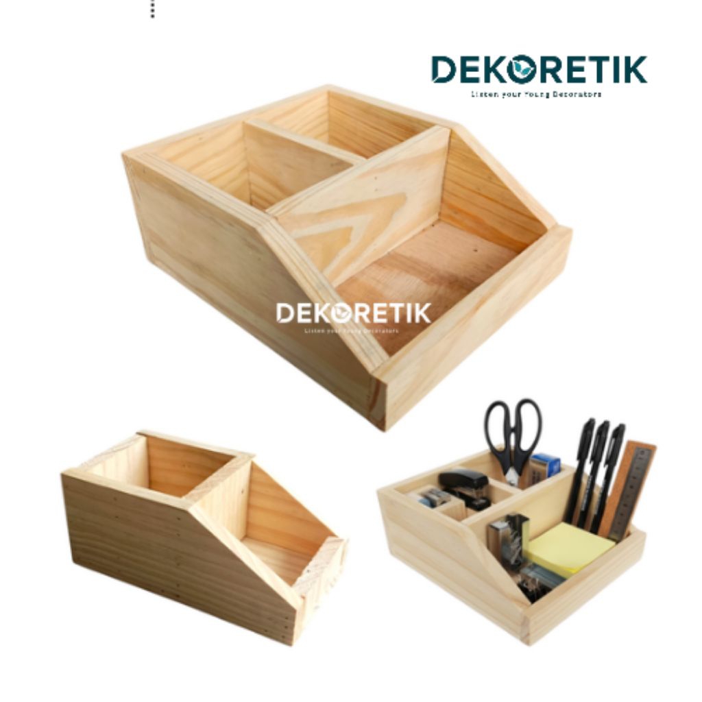 Kotak Kayu Sekat  Tempat Kopi Teh Sachet Wooden Storage Box / Wadah Kotak Kayu Serbaguna