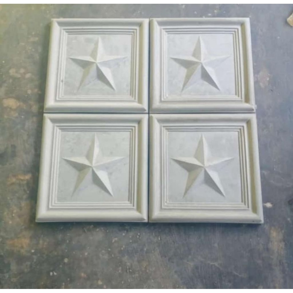 Wall Panel 3D Beton Motif Bintang | Panel Dinding 3D Tempel Semen Putih – Ornamen Dinding Interior E
