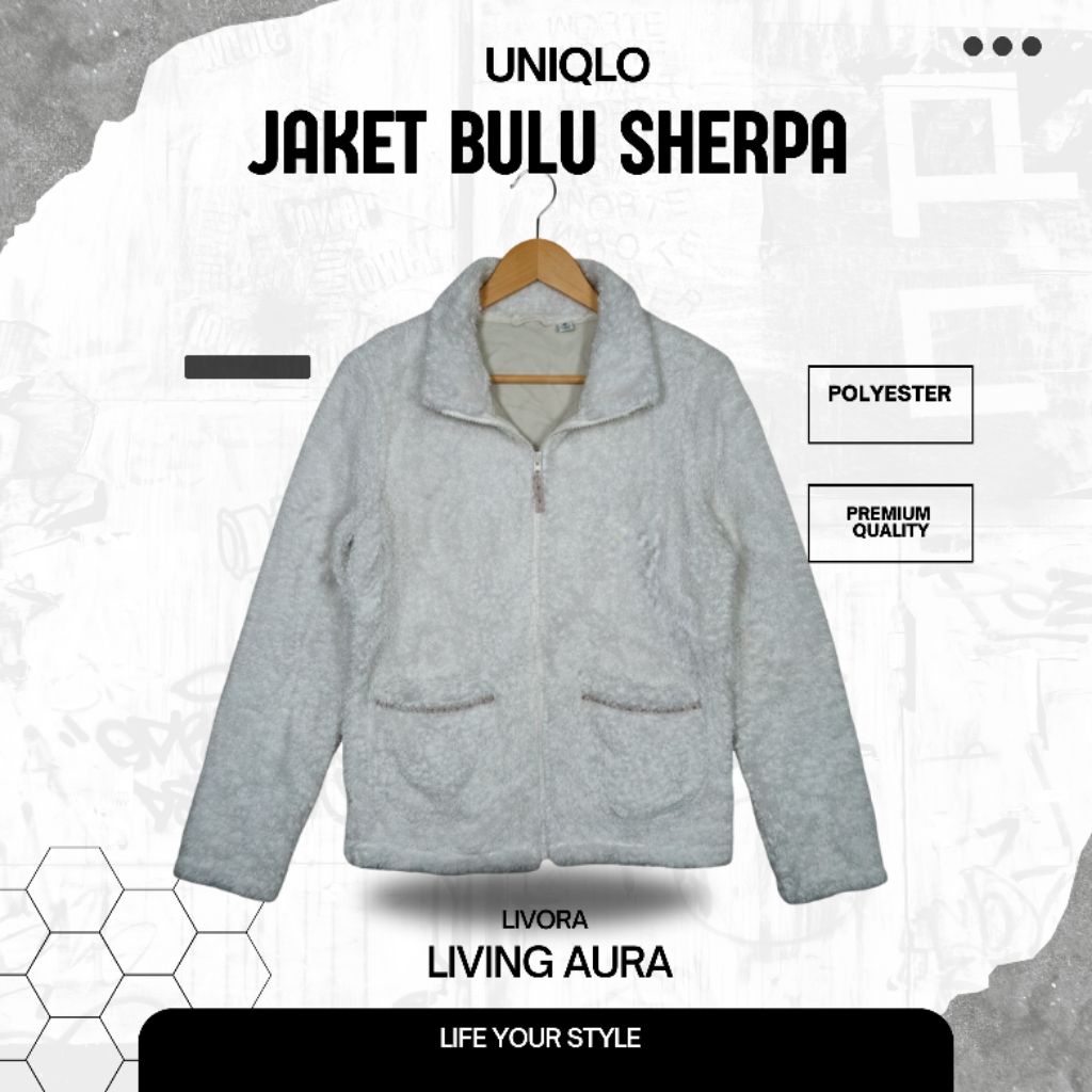 Jacket Bulu Sherpa Uniqlo Lembut Warna Putih BW