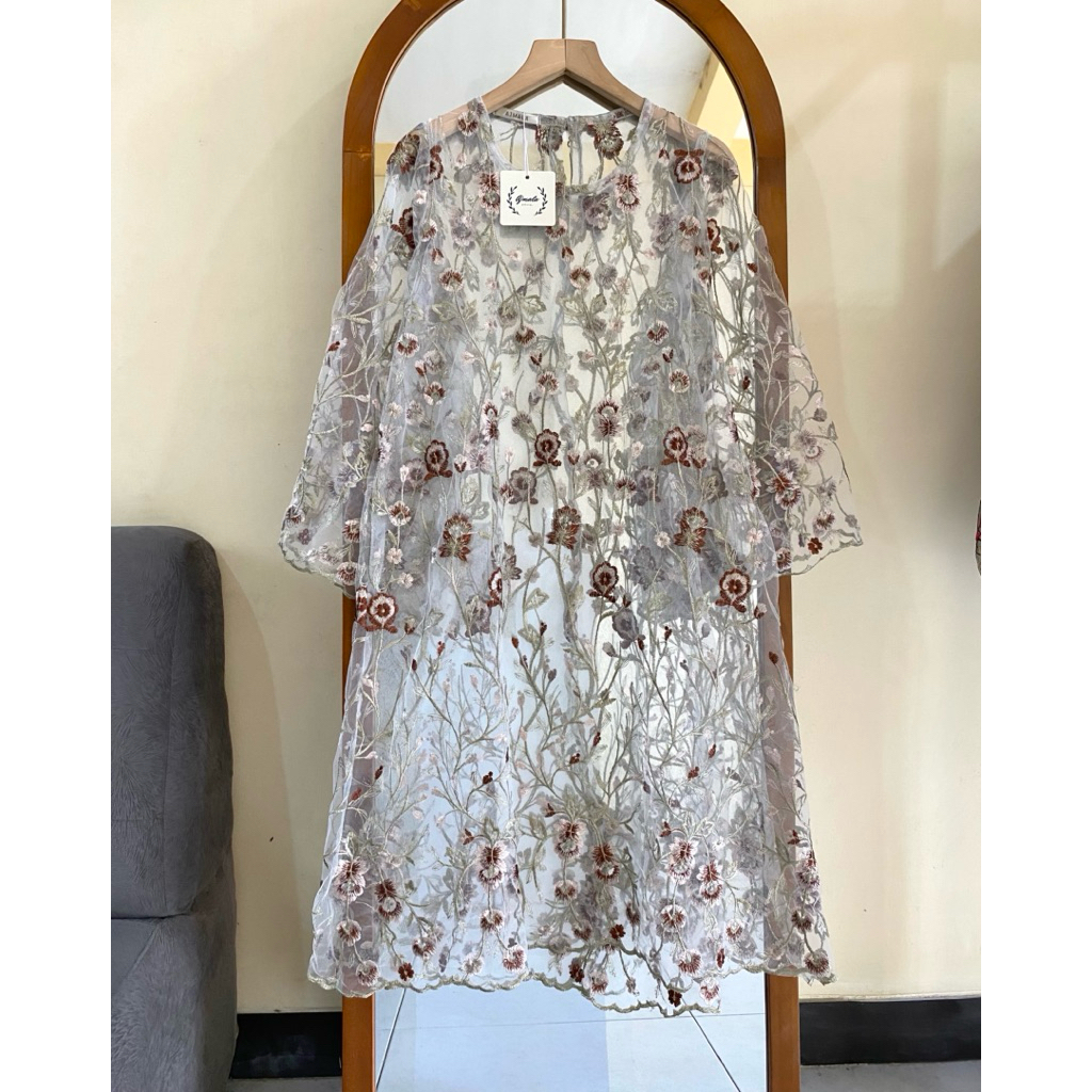 Tunik lace flower / tunik brokat garden / baju kondangan / baju wisuda / tunik panjang / Ajmala