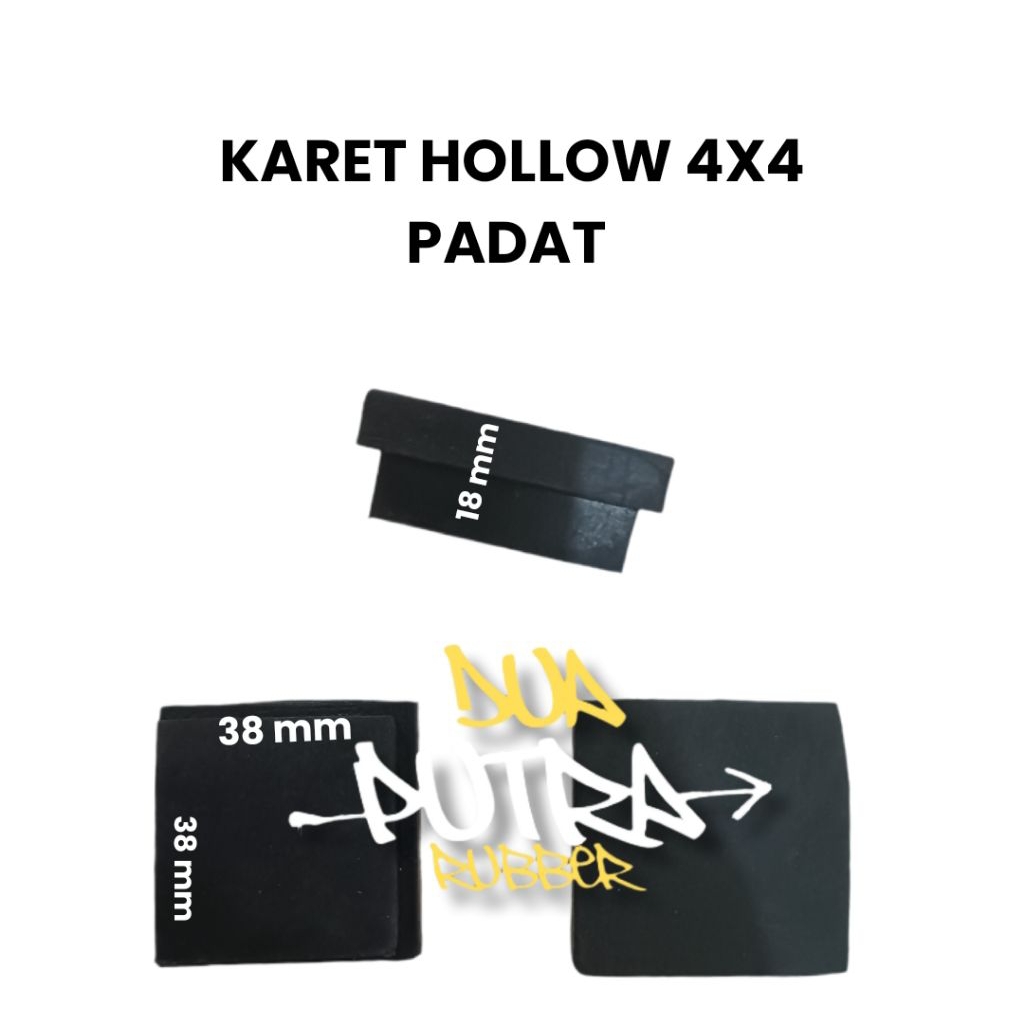 KARET KAKI BESI HOLLOW 4X4 PADAT// KARET MEJA//KARET BESI HOLLOW