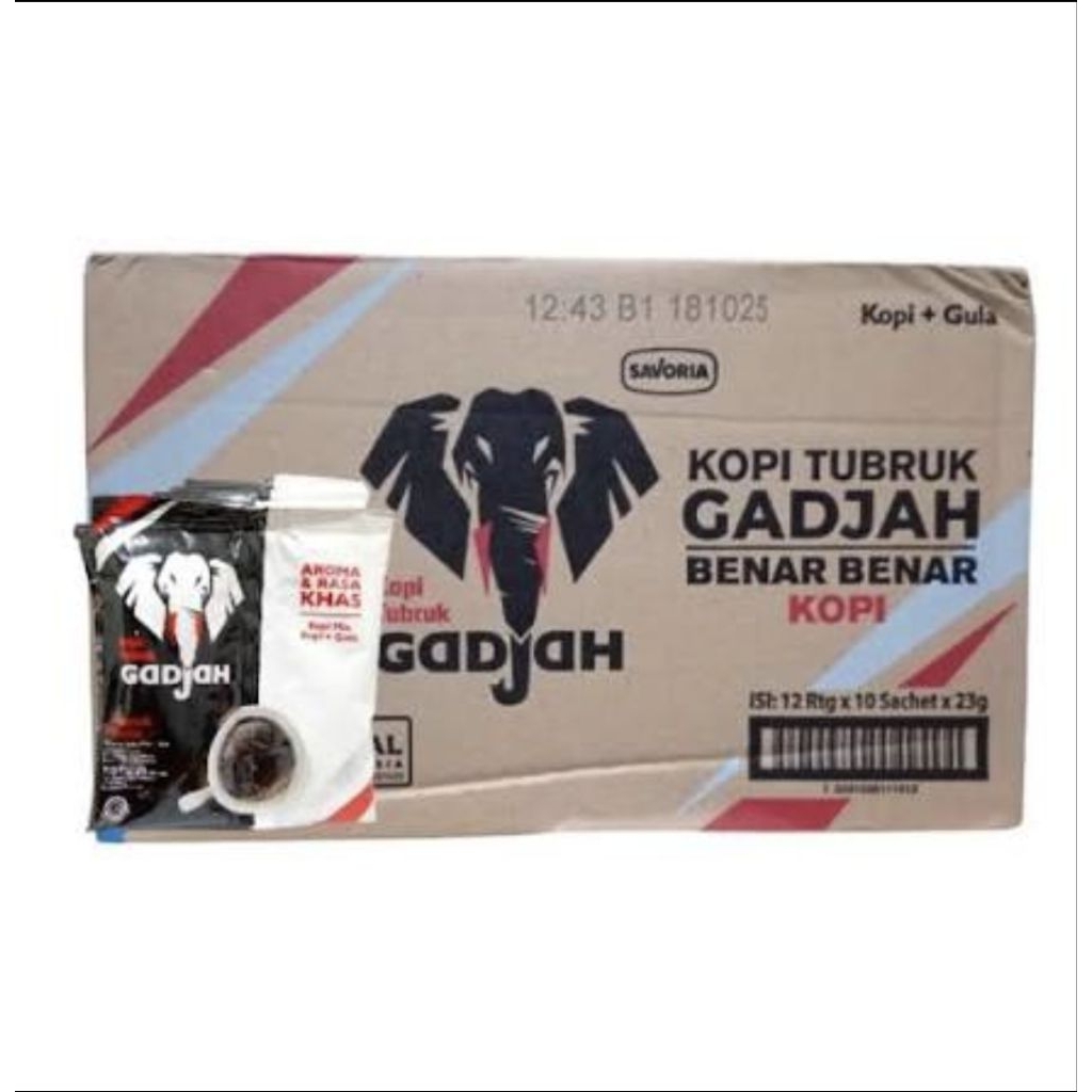 Kopi Tubruk Gadjah Gula Pisah 1 Dus / Karton isi 12 Renceng Gajah