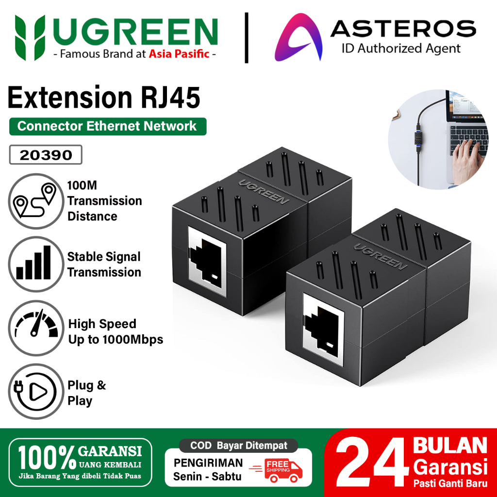 UGREEN Konektor Sambungan Kabel Lan Couper Barel UTP RJ45 Anti Petir