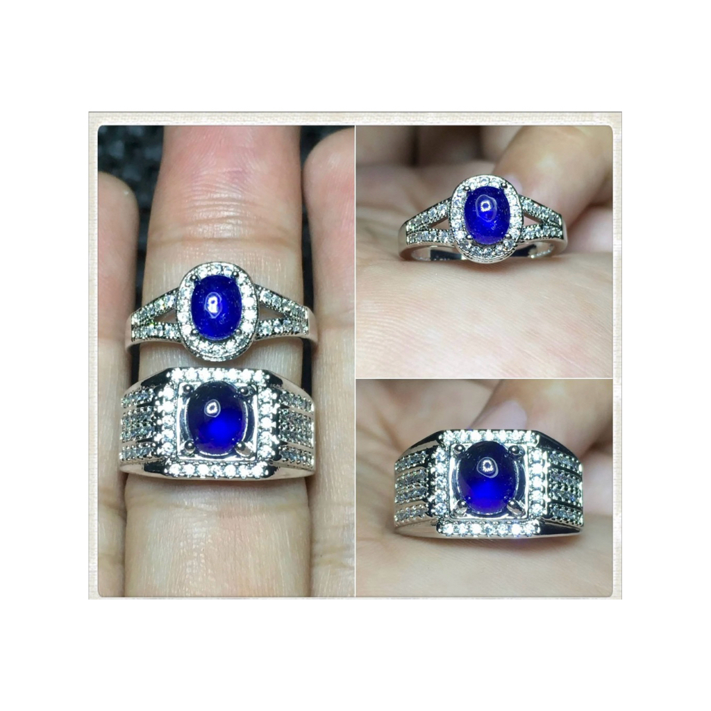 CINCIN PERMATA NATURAL BLUE SAPPHIRE/SAFIR RING COUPLE