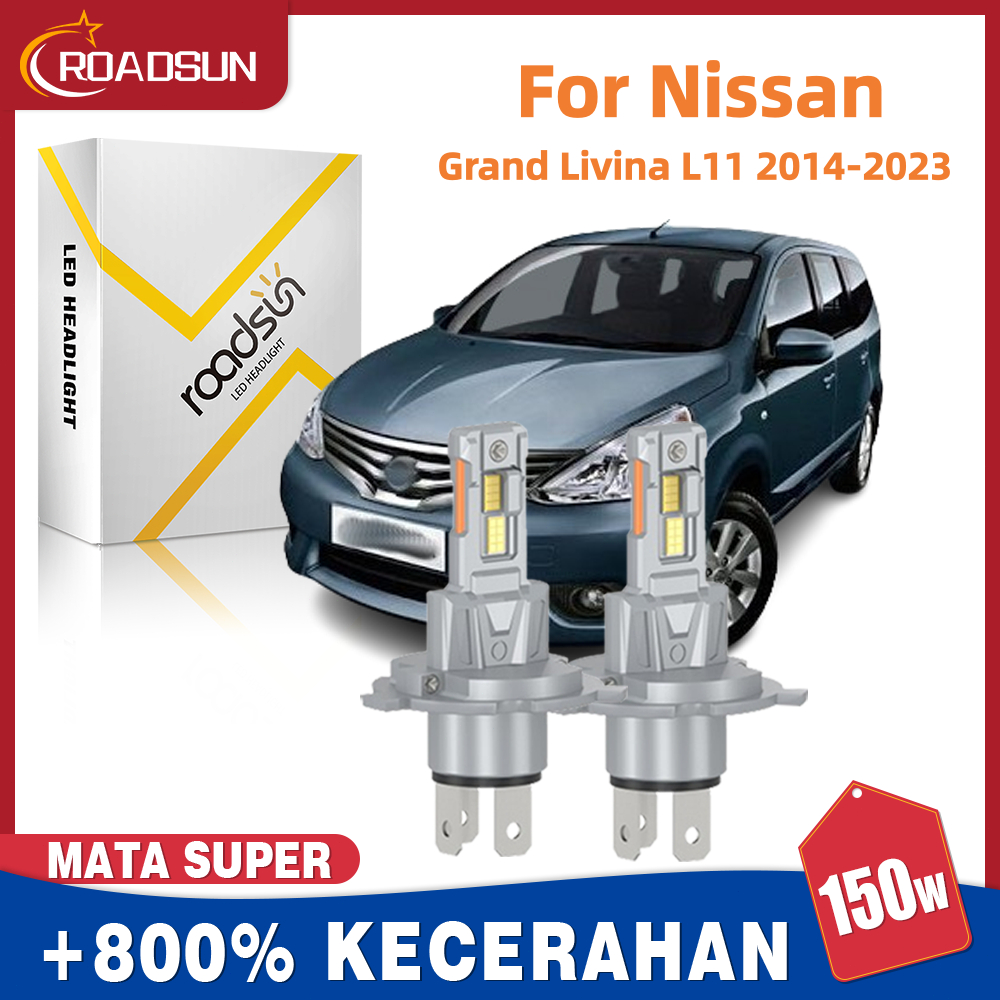 Cocok untuk Nissan Grand Livina L11 2014-2023 2Pcs Led Lampu Depan Mobil Bohlam Hi/Lo Beam 150W 3000
