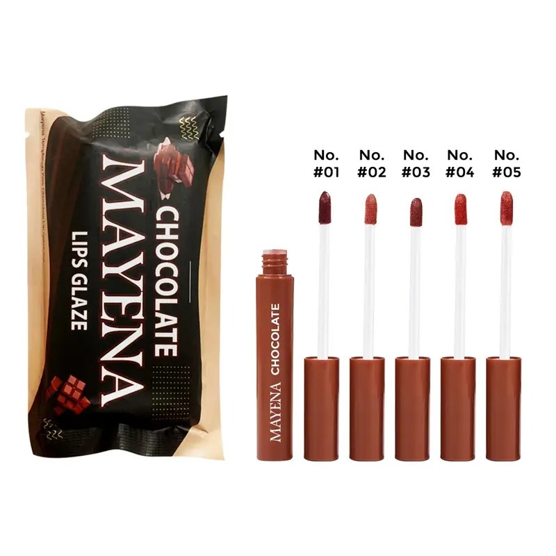 ( ISI 5 PCS ) Mayena Chocolate Lip Glaze - Lipcream Tahan Air Banyak Pilihan Warna