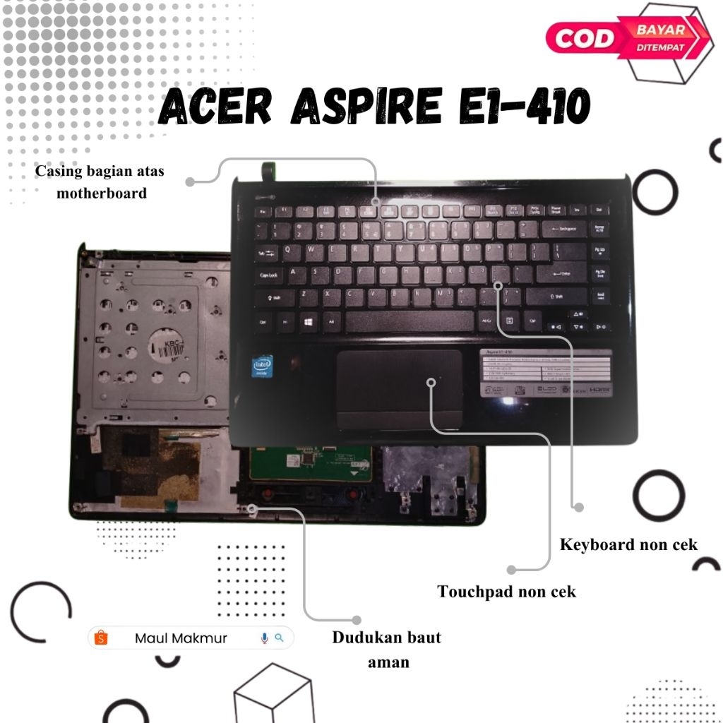 SECOND Casing Laptop Acer Aspire E1-410 e1 410| Casing C Bagian Atas Motherboard Laptop