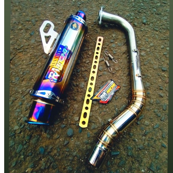 Knalpot Non samlong original RA Racing Bluemon ujung ring buat Beat vario nmax mio scoopy lexi adv a