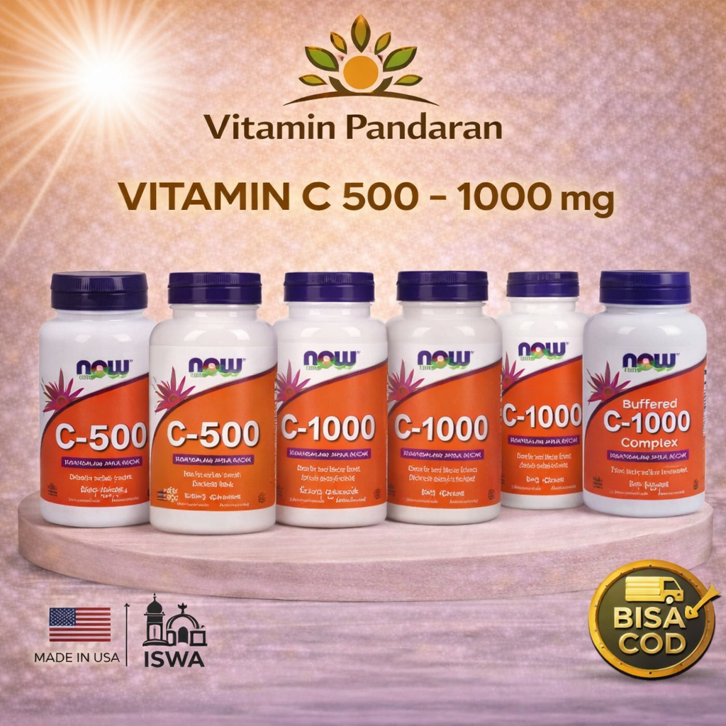 Suplemen Vitamin C 500 1000 IU Now Foods Buffered Tablet Capsules Chewable