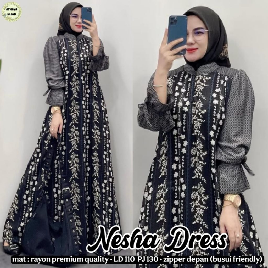 GAMIS RAYON LD 110 NESHA DRESS ORI ATHAYA TERMURAH
