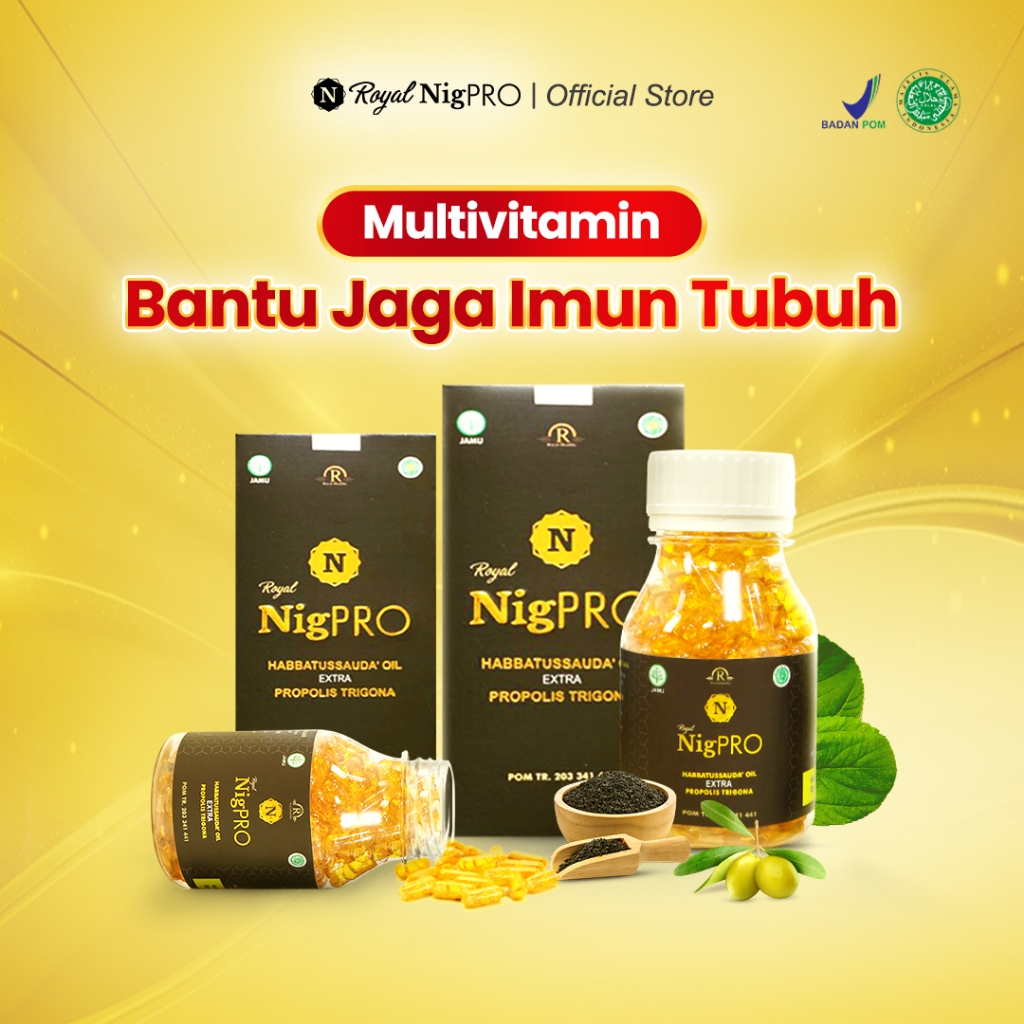 Suplemen Multivitamin & Stamina Harian | Habbatussauda & Extra Propolis | Royal NigPRO Isi 100 & 200
