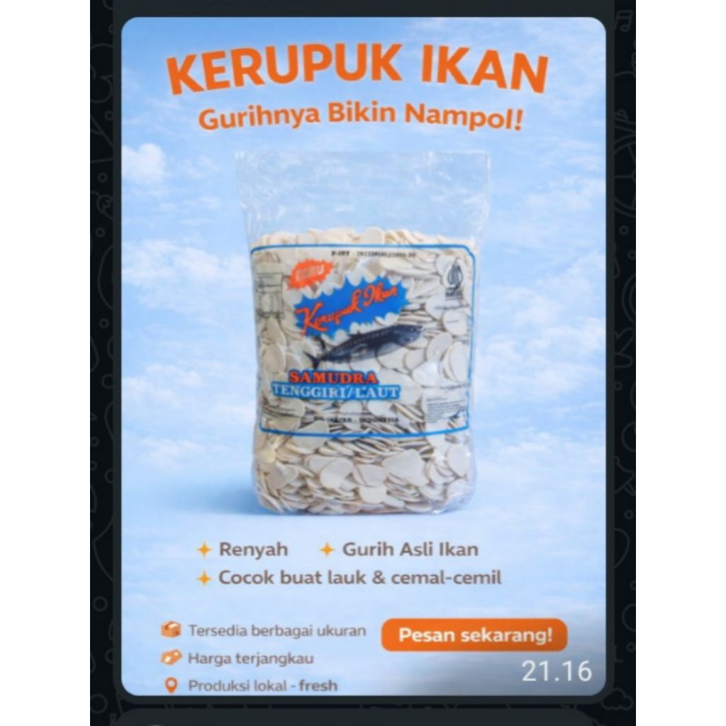 Kerupuk Ikan Tenggiri Samudra Abadi 100% ikan tenggiri asli