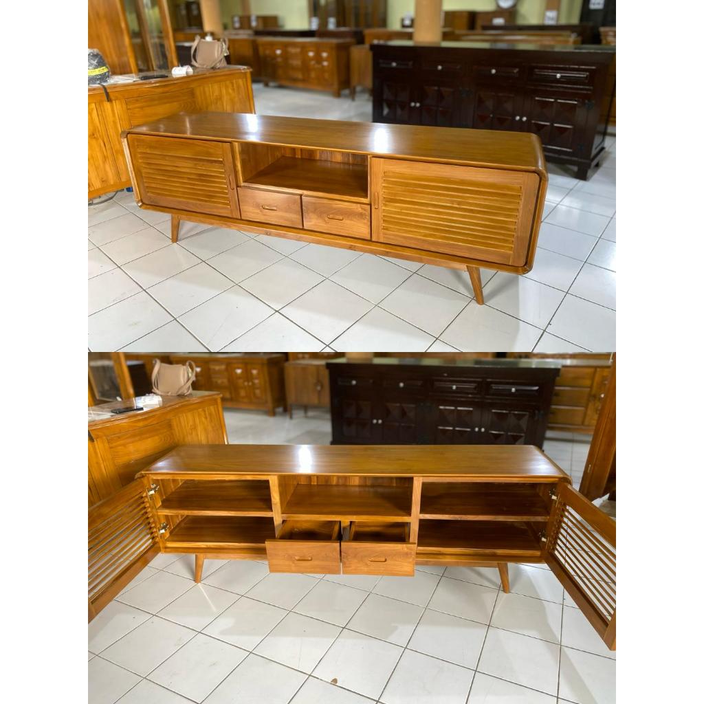 Bufet Tv Minimalis Ukuran 2 Meter/Meja Tv Bahan Kayu Jati