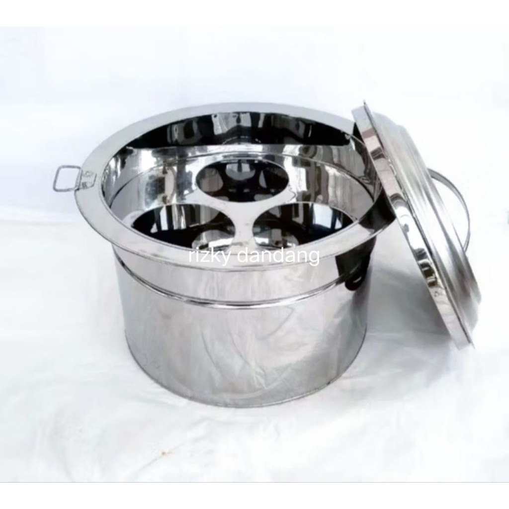 Dandang mie kocok bulat lobang 3 stenlis tebal