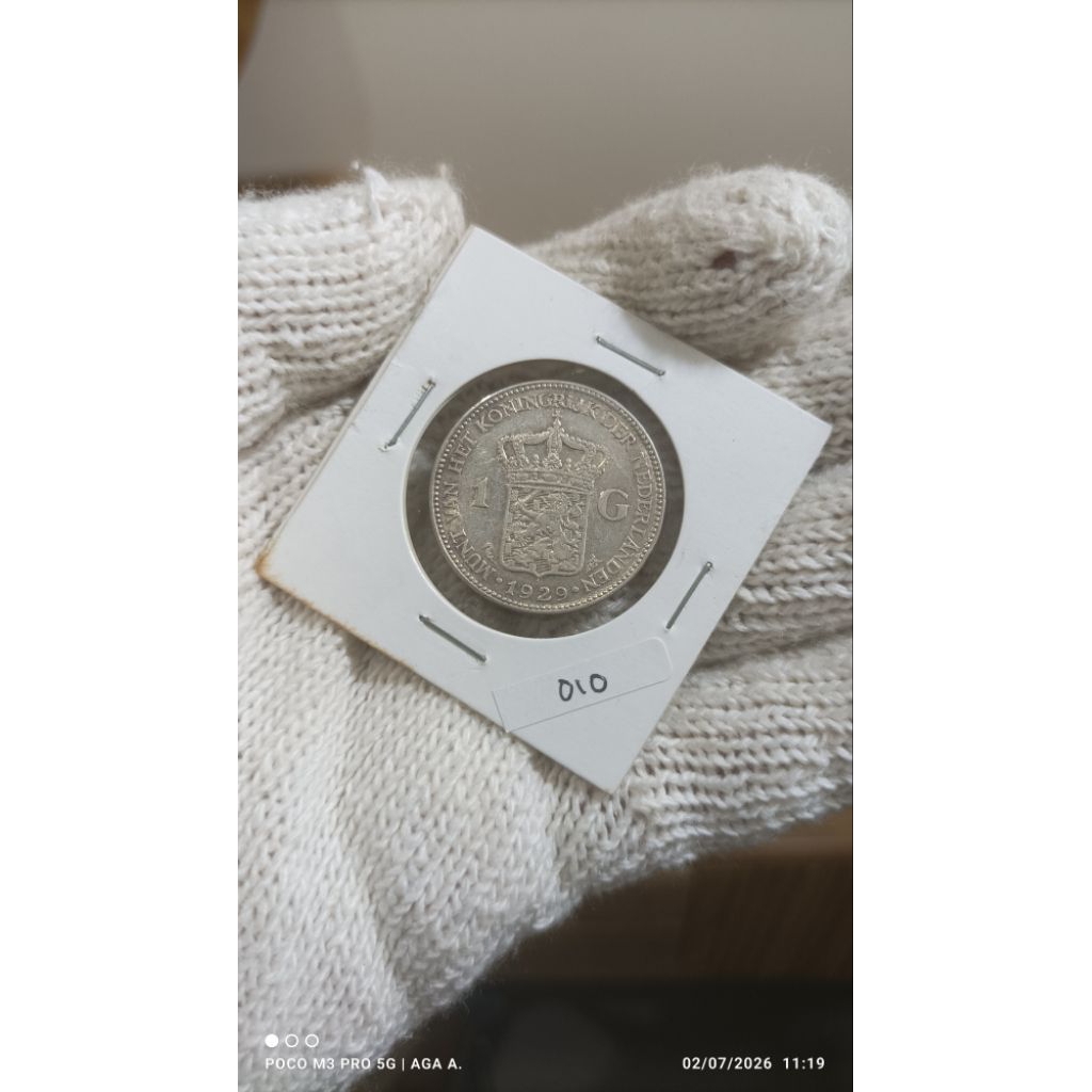 Koin Perak / Silver 72% - 1 Gulden - Wilhelmina - Netherlands East Indies -1929