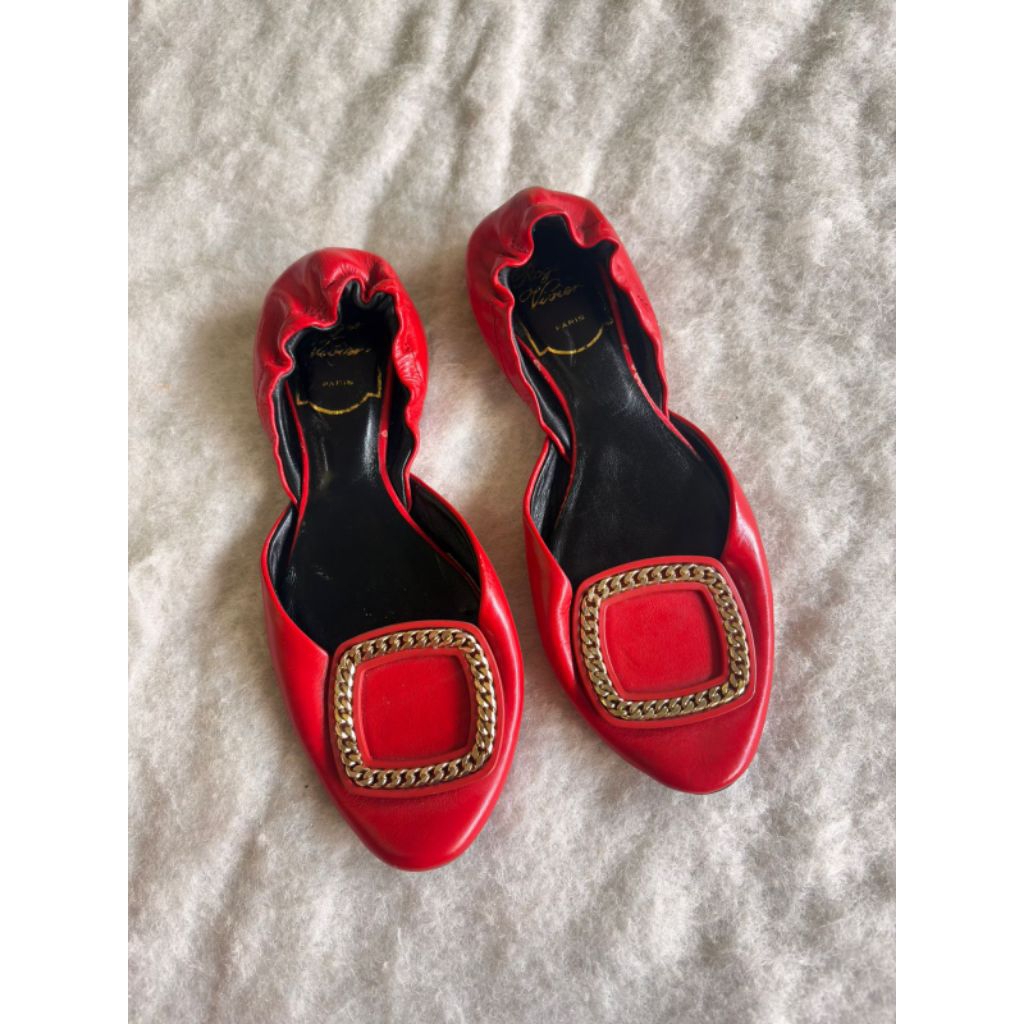 flat shoes Roger vivier leather size 35/22cm Made in Italy original mulus