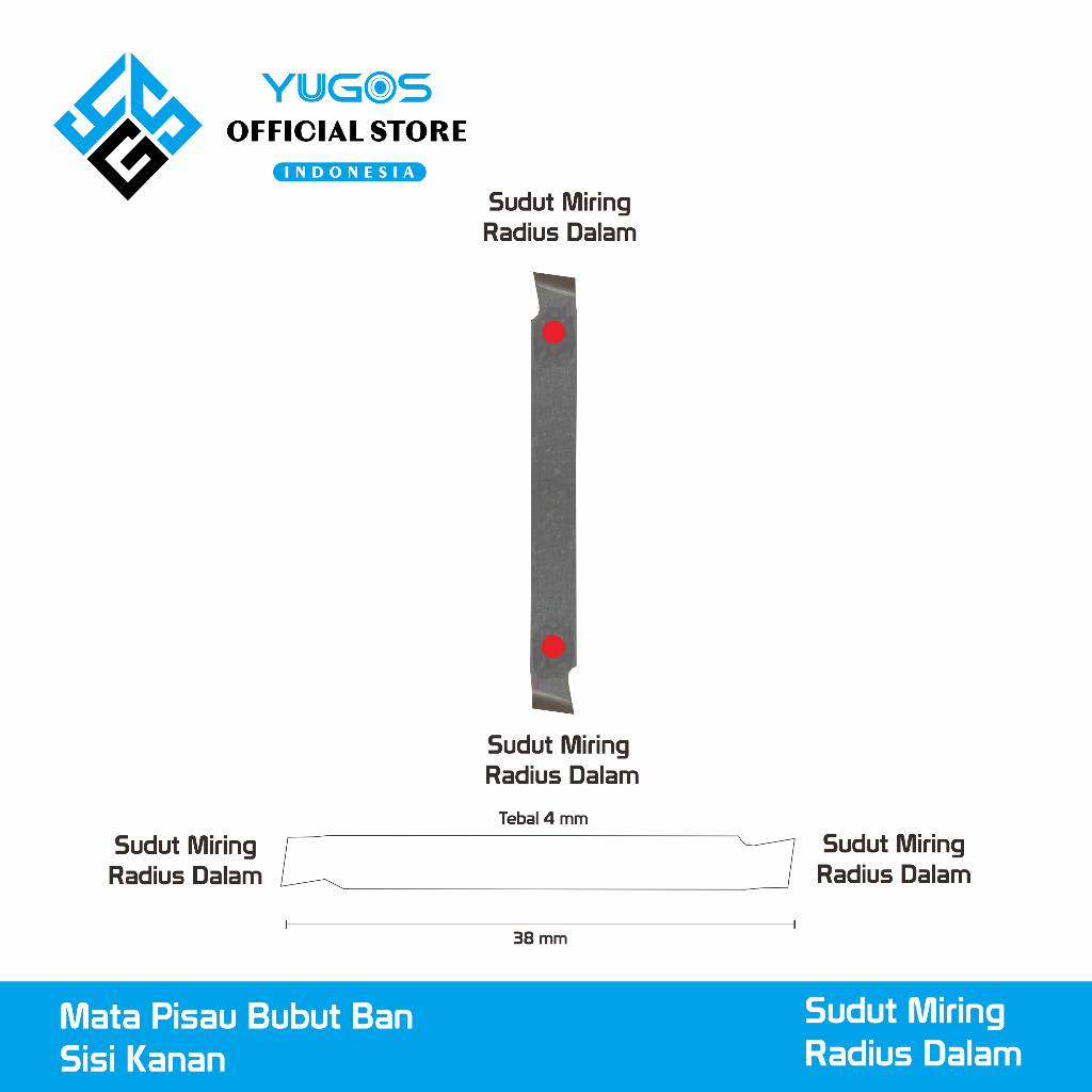 Mata Pisau Bubut Kanan asah Radius Dalam lancip YUGOS Development