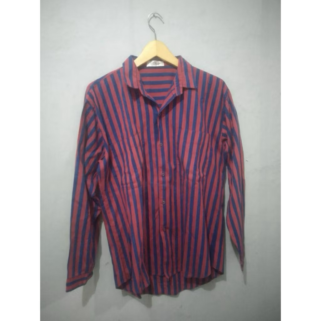 Kemeja Pria Lengan Panjang Vintage Bostue