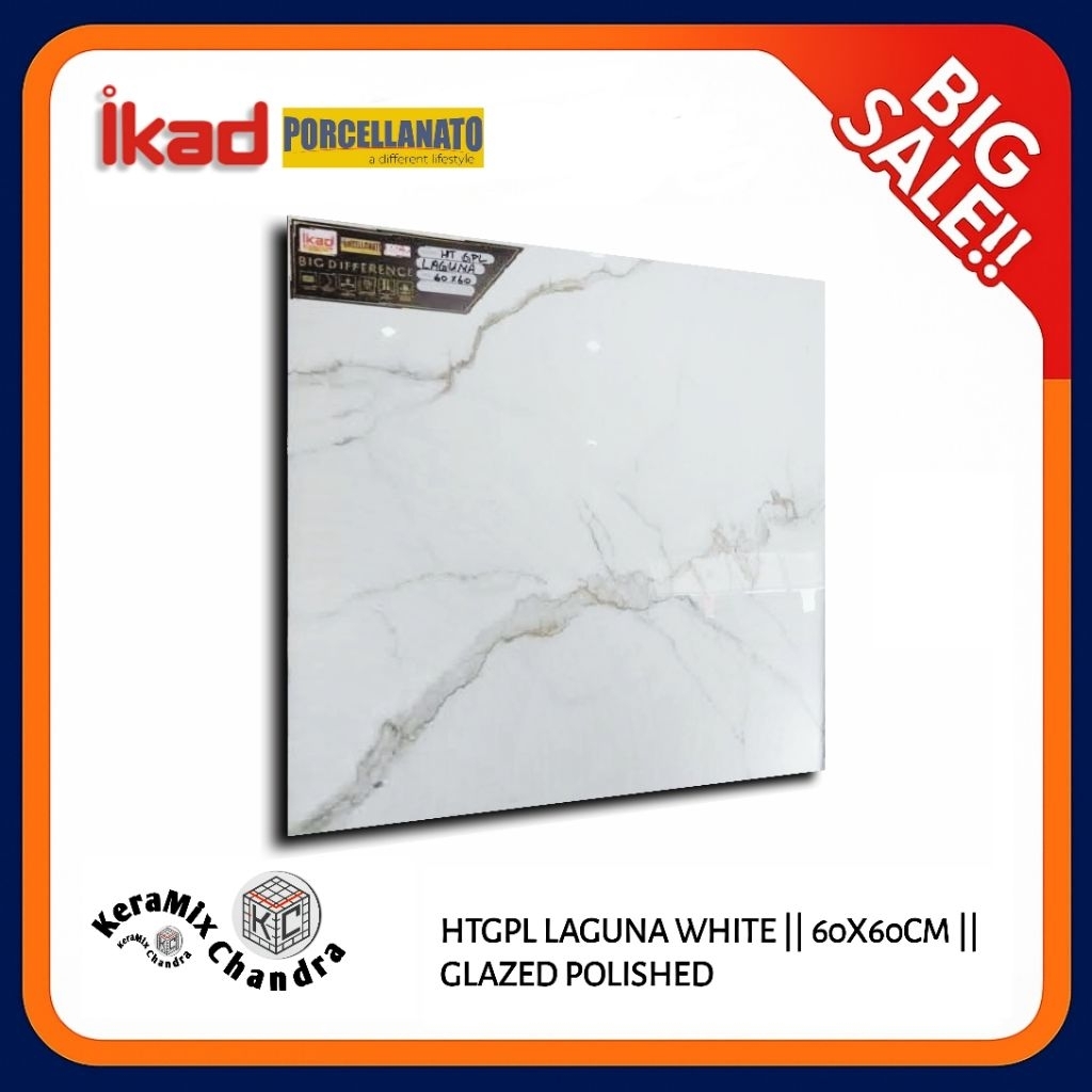 Granit IKAD HTGPL Laguna White 60x60 KW 1 Grade A Glazed Polished Granit Putih Motif