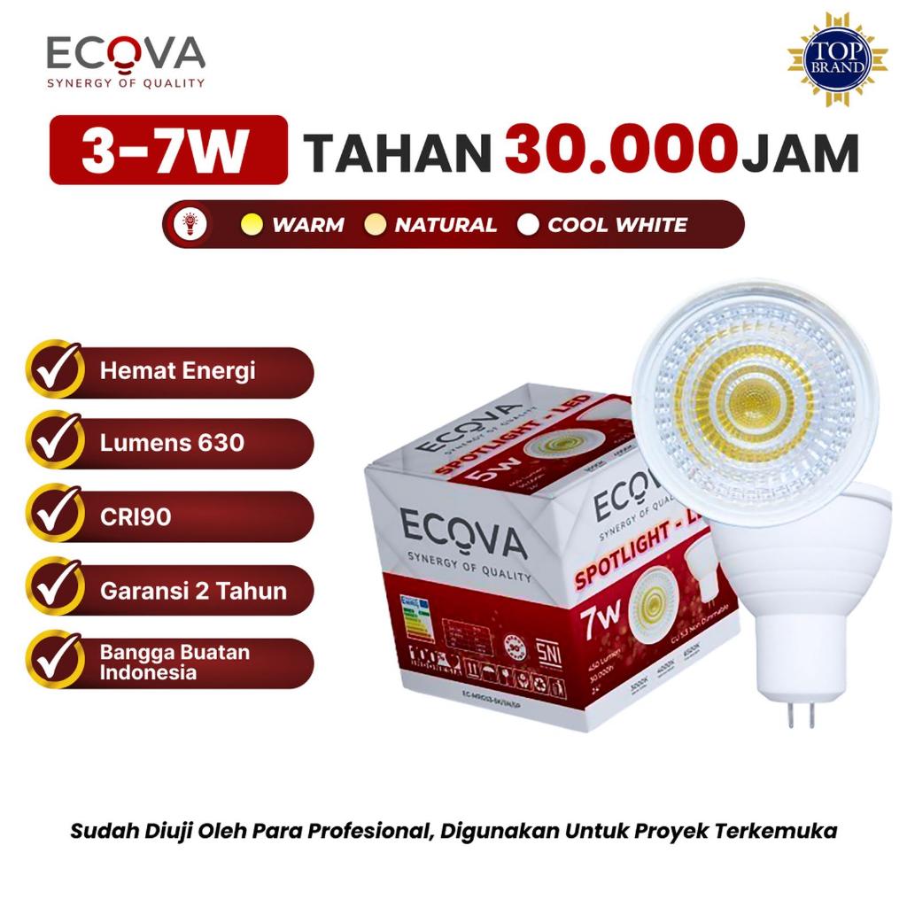 ECOVA LED SPOTLIGHT MR16 3W 5W 7W 12VOLT FITTING GU 5.3 CAHAYA PUTIH 6500K NATURAL 4000K KUNING 3000