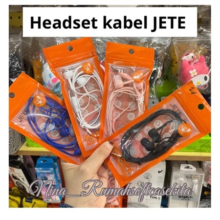 JETE Headset Kabel Bass Warna Warni Banyak Pilihan Biru Pink Putih Hitam