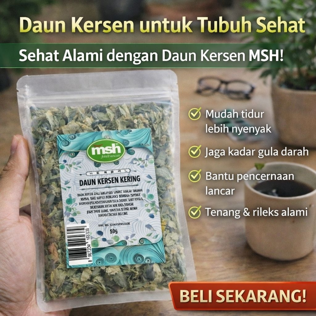 Daun Kersen Kering Asli 50gr , Daun Kersen Kering Murni , Daun Kersen Herbal
